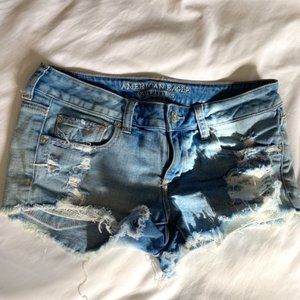 American Eagle Distressed Lace Pocket Jean Shorts